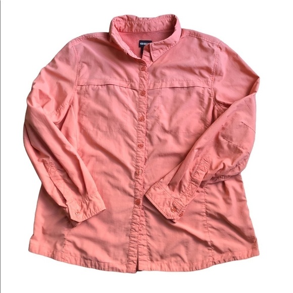 GSX Vented Fishing Outdoor Roll Tab Shirt Pockets Size XL Mens Peach Hiking - Picture 1 of 9